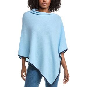 Forte Cashmere Contrast Trim Cashmere Poncho